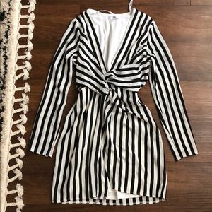 WORN ONCE! Beautiful plunging striped dress👻